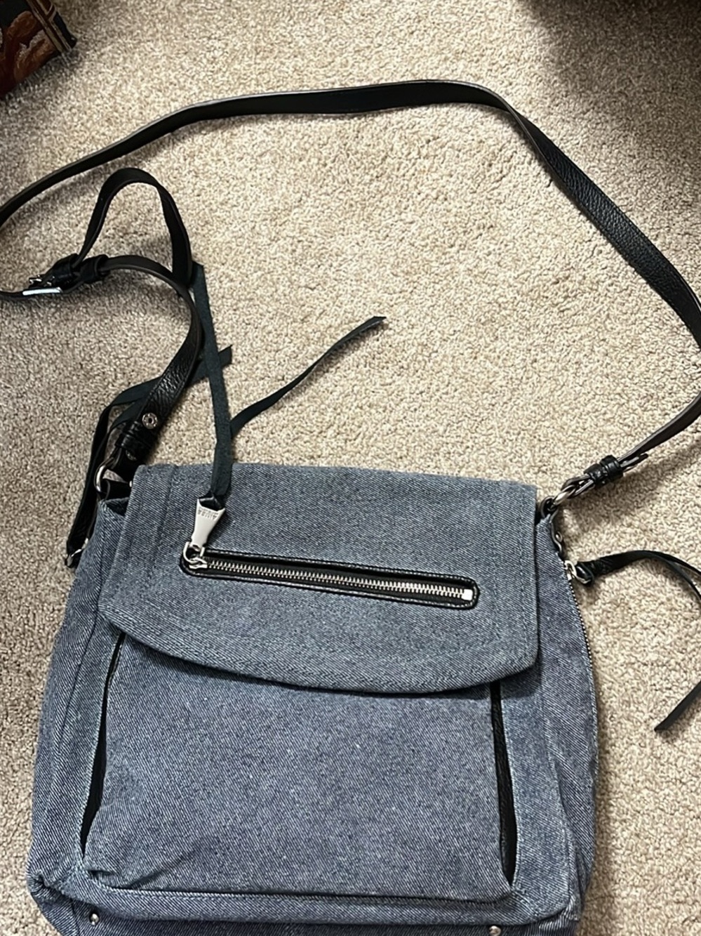 Aimee Kestenberg Gray Crossbody with Front Zip Flap